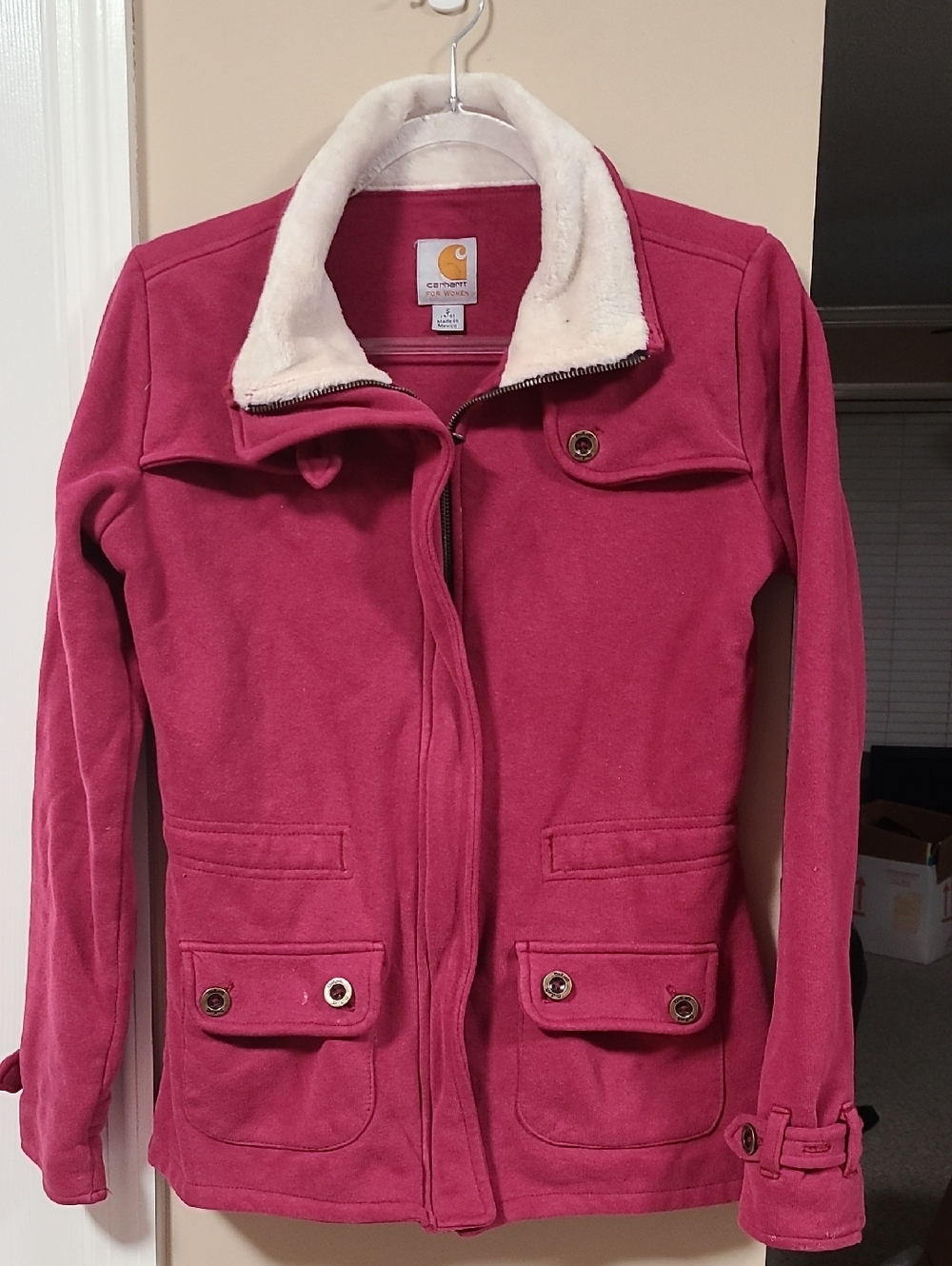 Carhartt Women's Raspberry Utility Jacket Sherpa Collar sz S 4/6 Outside Work